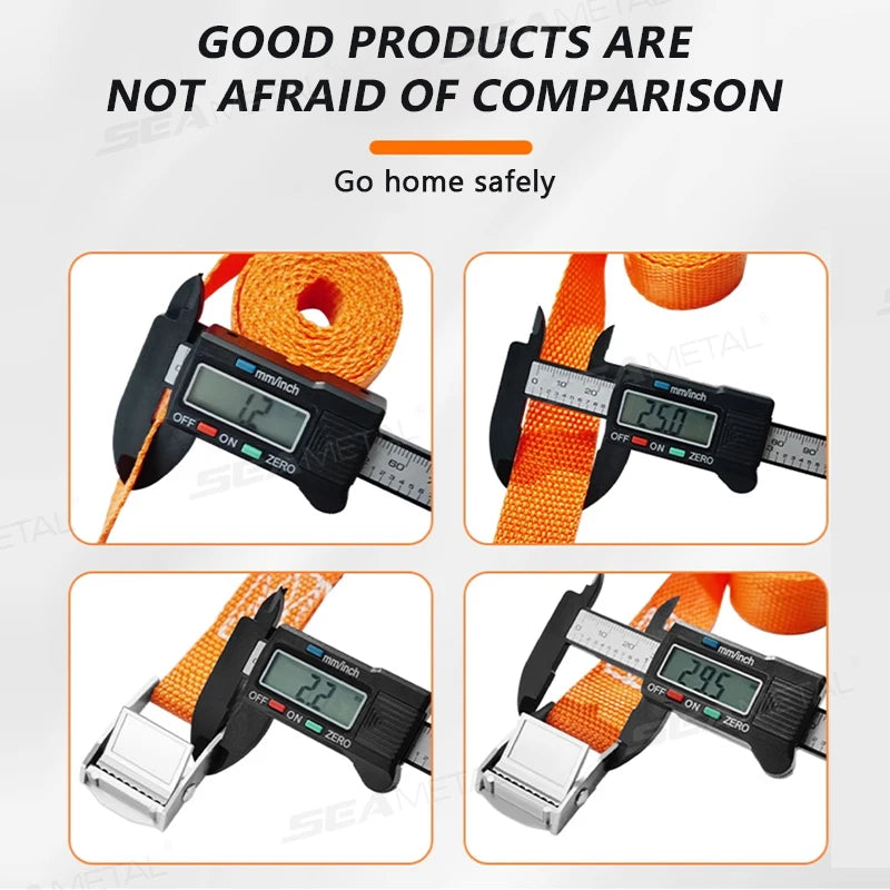 Measuring 3m, 4m, or 6m long, this zinc alloy cargo strap features a pressure buckle. No measuring tape needed for secure lug