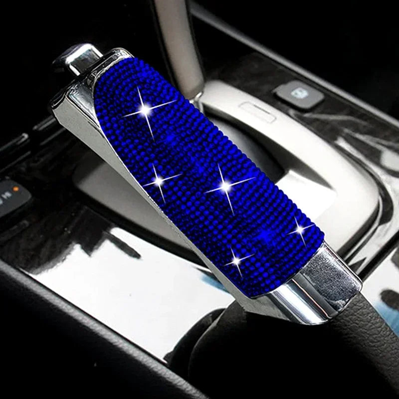 "Universal fit handbrake cover featuring a blue star design."