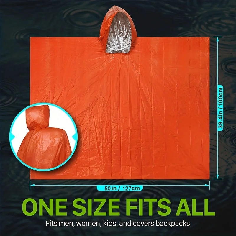 Heavy Duty Emergency Rain Poncho with Hood - JustUsRacers