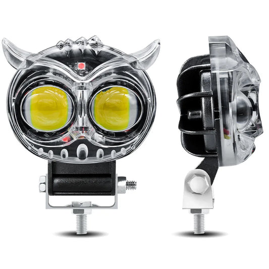 Owl-themed LED fog lights with red/blue accents - fits select Harley models. Quantity: 2pcs per lot. Suitable for custom buil