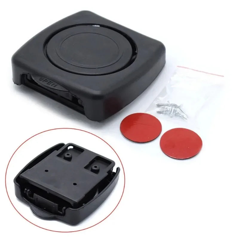 Black-and-red coffee cup holder with white button in product case — fits car cup holders. Suitable for bottled beverages and 