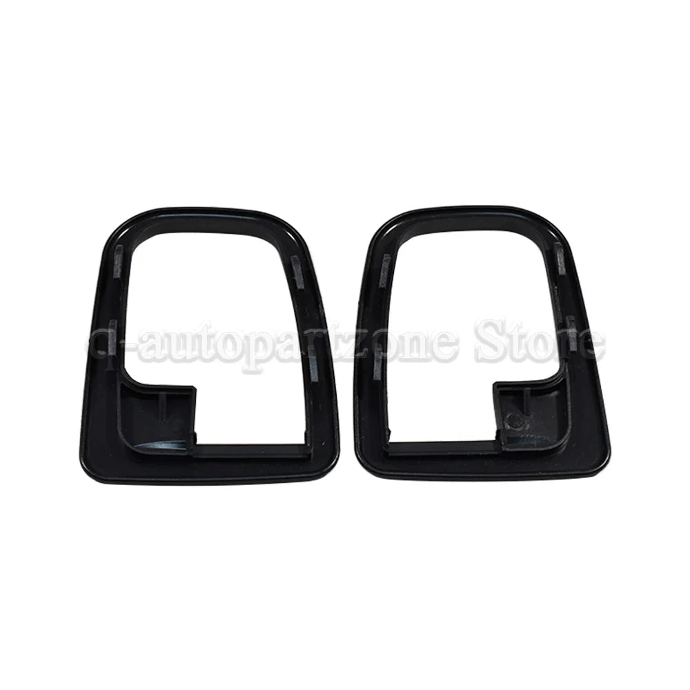 Black plastic BMW E36 interior door handle trims. No mirrors included.