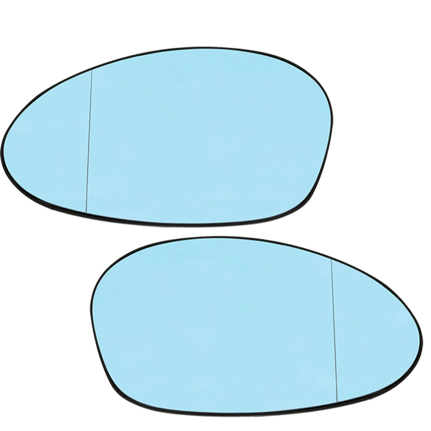 "Blue heated mirror glass set for Ford models E46, E90, E91, E87, and E88 (left and right)."