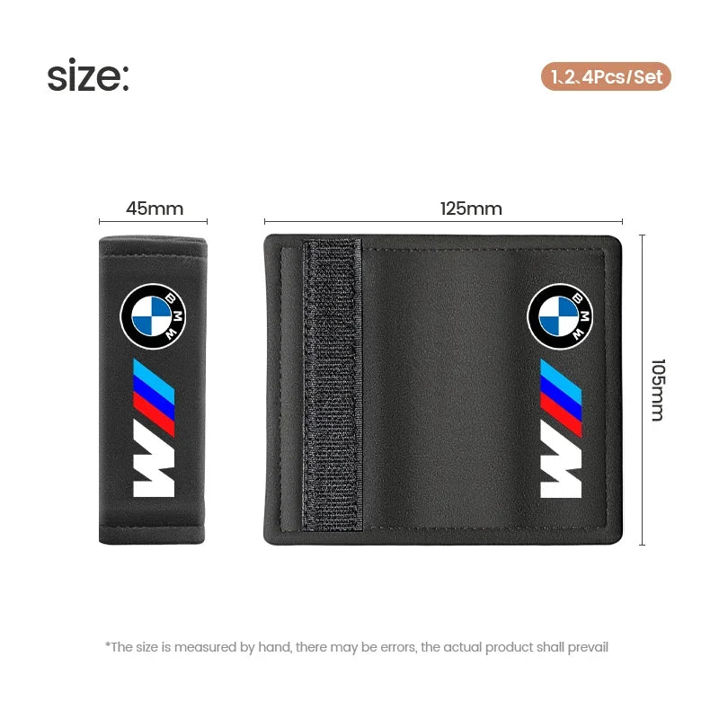 "BMW interior handle cover with leather-like finish and adjustable pull strap."