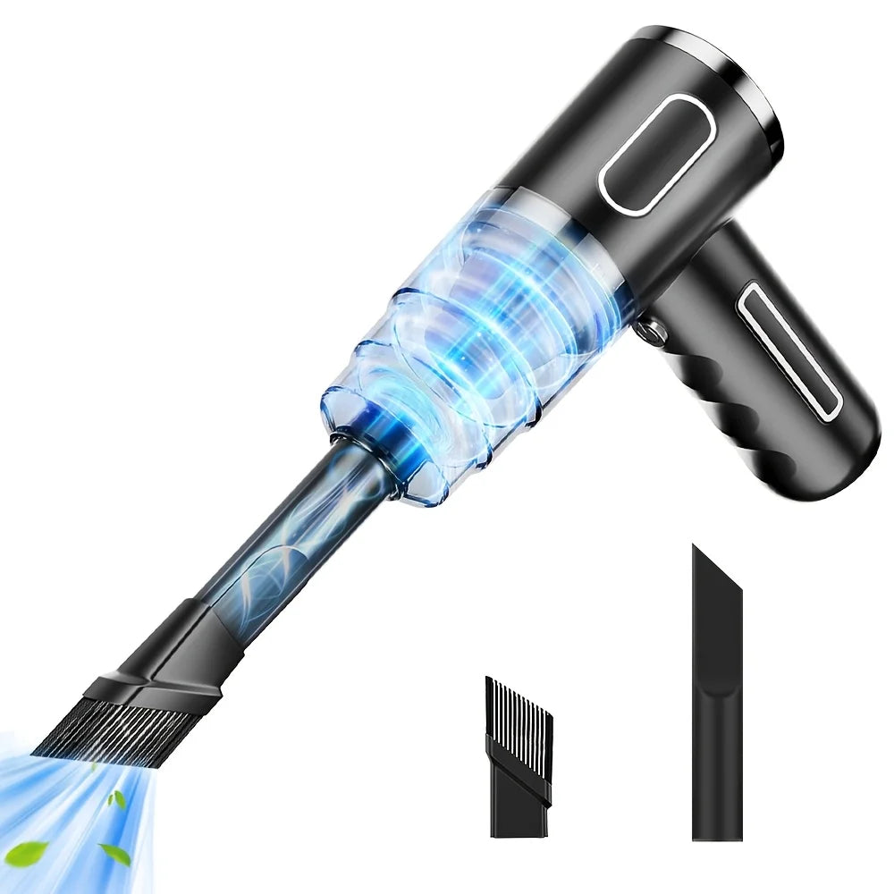 'Bluetooth-enabled mini vacuum with USB charge - versatile for car, home, or office cleanups.'