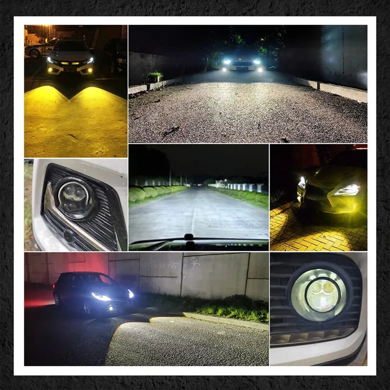 3-inch LED Fog Lamp Projector: Compatible with H11/HB3/H8/H9 bulbs. Enhances driving visibility with energy-efficient LED lig