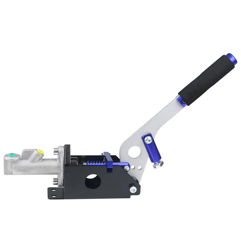 "Universal hydraulic handbrake with a blue and white plastic handle."