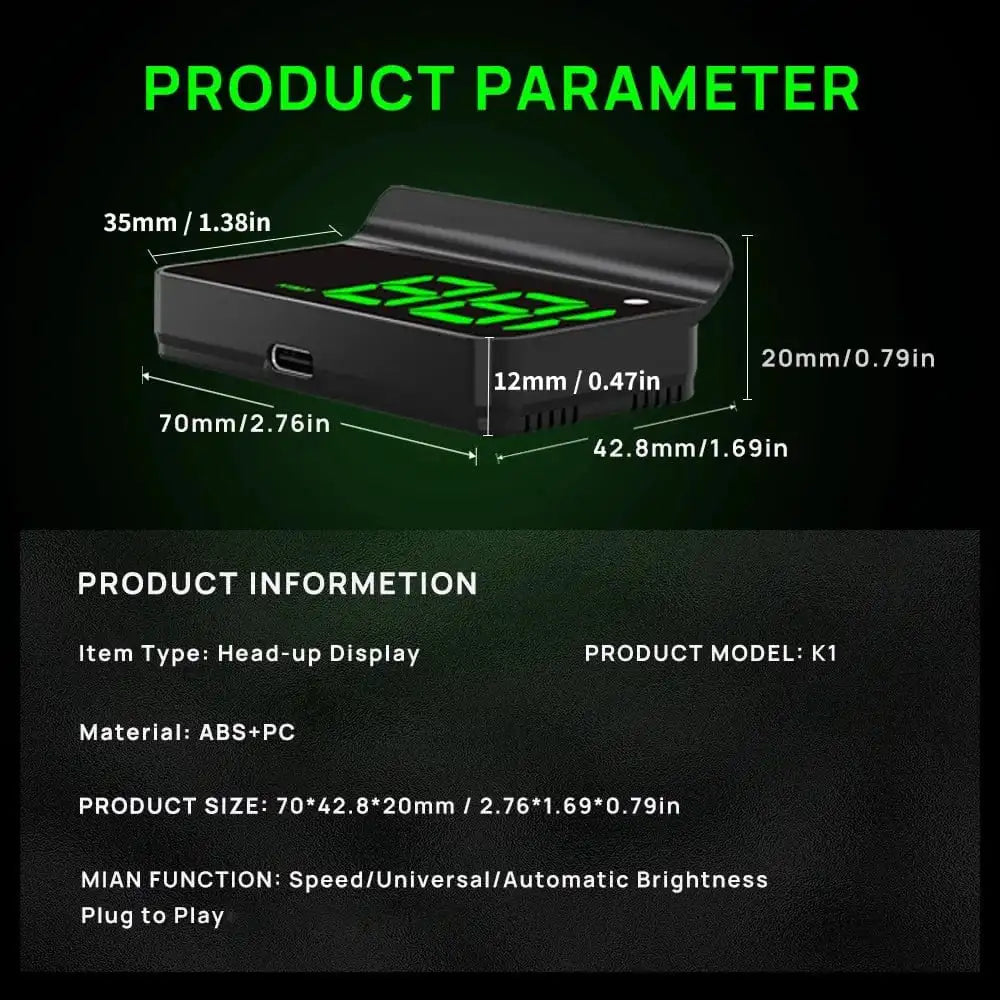KWHUD Head-up Display (HUD) Car GPS Digital Speedometer - JustUsRacers