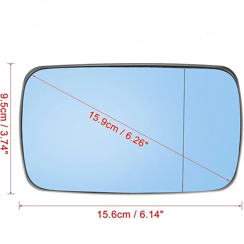 Heated side mirror for BMW E46 models (1998-2006): enhances visibility and comfort with adjustable heating functionality.