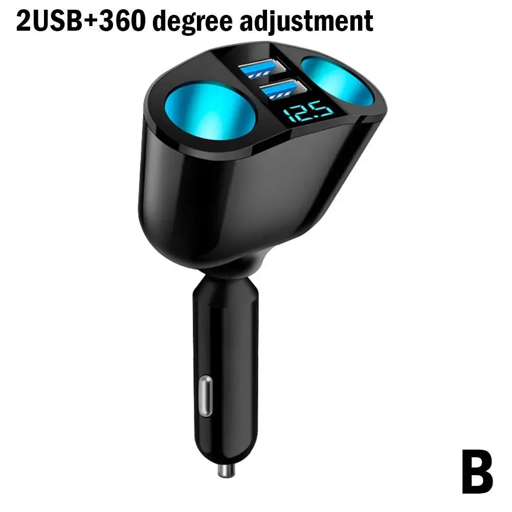 Car Cigarette Lighter Socket Splitter with USB Charger - JustUsRacers