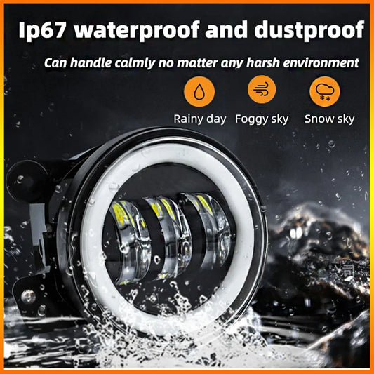 'Waterproof 4in dual-color fog light for Wrangler High — compatible with Car-Spec LED models. Delivers off-road style and fun