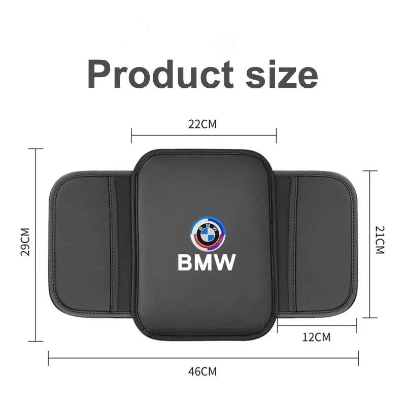 "Universal Leather Armrest Pad for BMW E36, E46 models. Enhances comfort with genuine leather material."