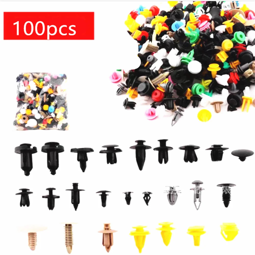 "E36 E46 E90 BMW interior trim fasteners: 100pcs set includes 10pcs plastic screws."