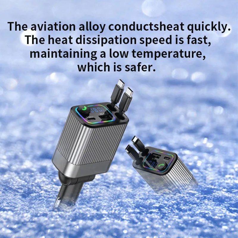 Car Bluetooth with dual Type-C ports for hands-free calling and fast charging. Compatible with USB PD for optimal power deliv