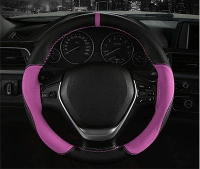 Suede Leather Car Steering Wheel Cover 15 Inch - JustUsRacers