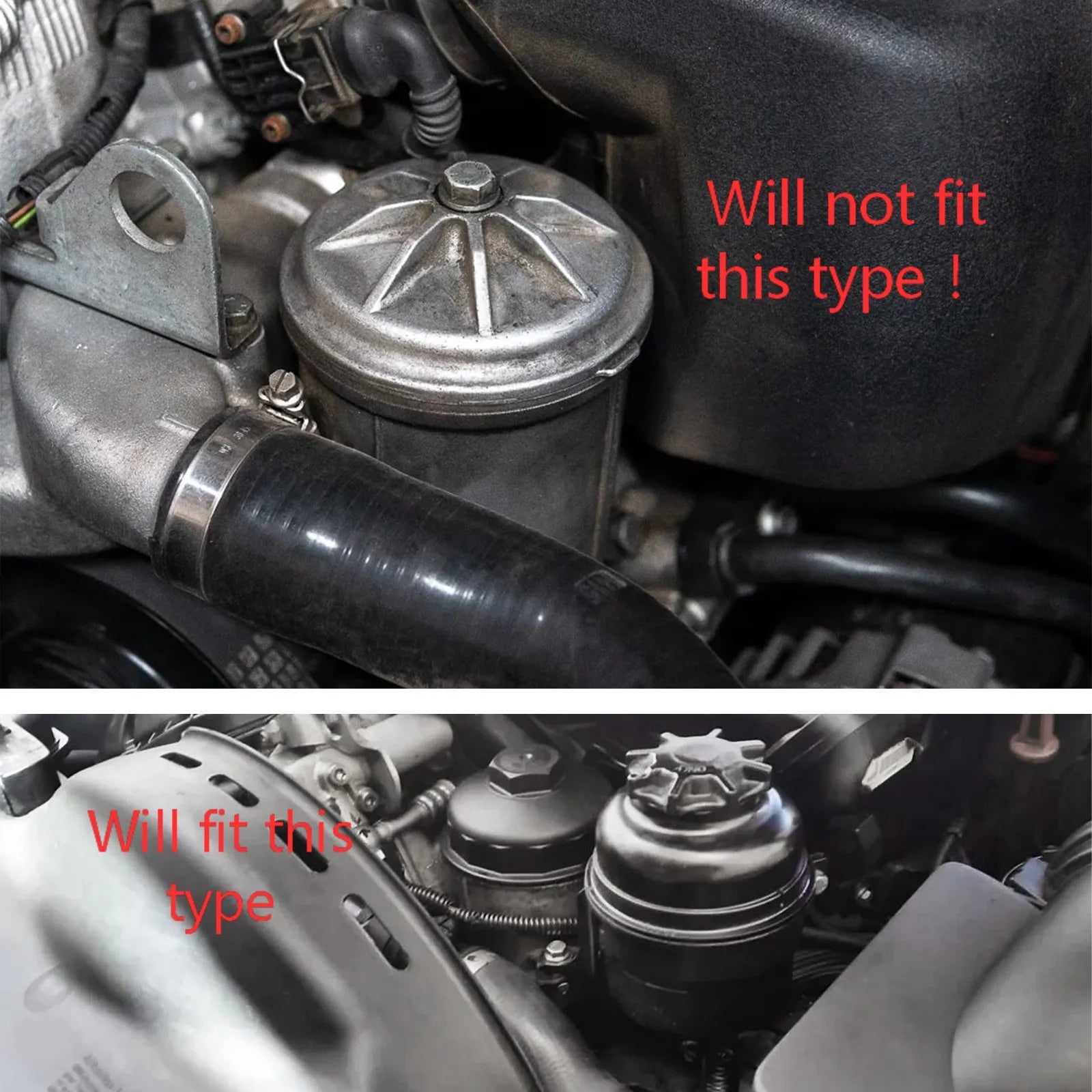 Incorrectly sized Oil Filter Cap for BMW models M52/M54, E46, E39, E36 (Z4), does not fit.