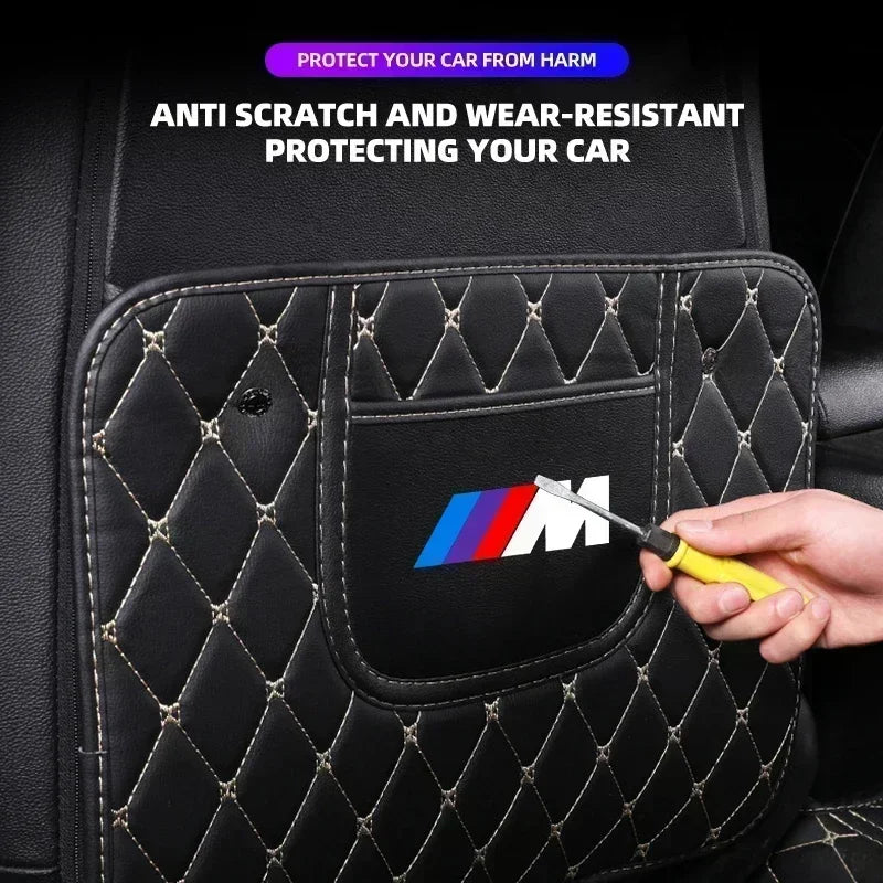 Protective BMW seat back pad in authentic leather for models E36, E39, and E46.
