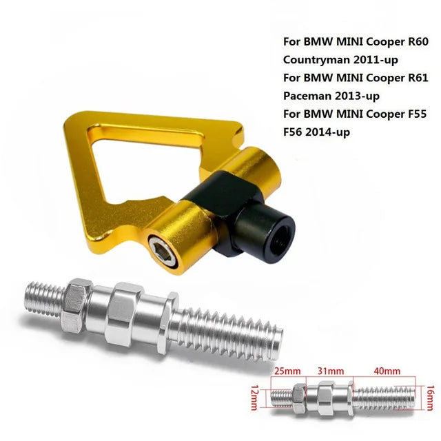 Universal aluminum towbar for BMW E46, E36, E30, E90. Features 20mm x 20mm x 20mm and 30mm receivers.