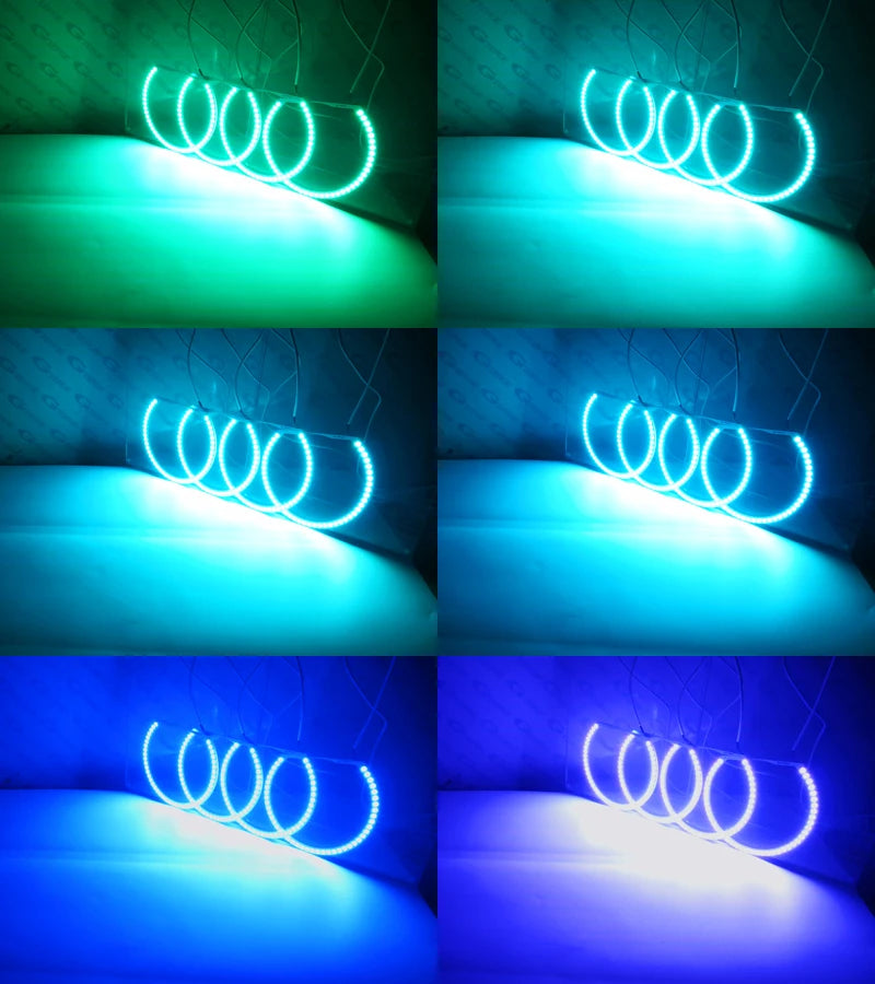 Four piece RGB LED Angel Eye kit for BMW E36, E38, E39, and E46 models.