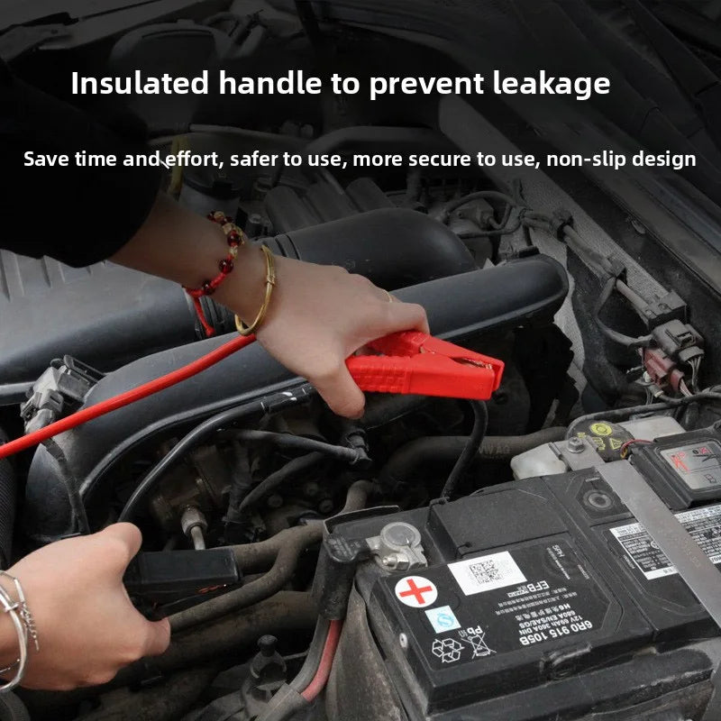 'Boost cable for emergency jump-starting cars. Connect red to positive terminal first.'