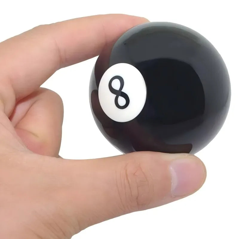 'Black resin pool ball shift knob with universal adapter, for styling automotive gear shifts. Diameter: 70mm. Fits standard 3