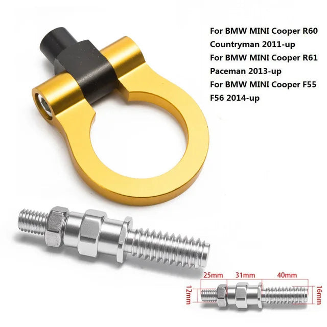 Universal aluminum towbar for BMW E46, E36, E30, and E90 models. Includes JDM rear tow hook - bmn-009.