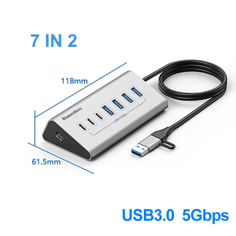 Anker 10Gbps USB-C hub with 4x 3.0 ports — data transfer station for laptops/desktops. Slim design, plug and use with Type-C 