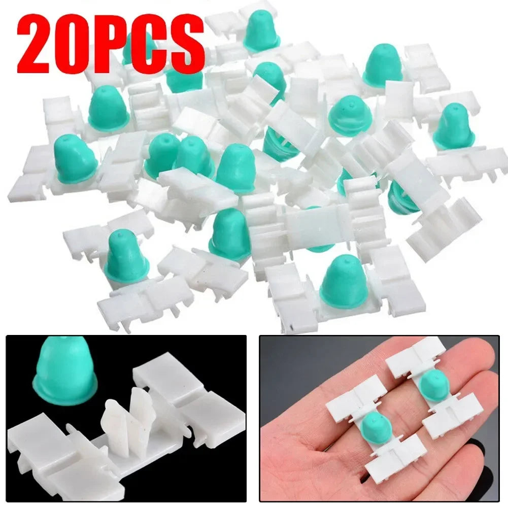 Twenty white clips for securing trim in BMW E36 and E46 models (1993-2006).