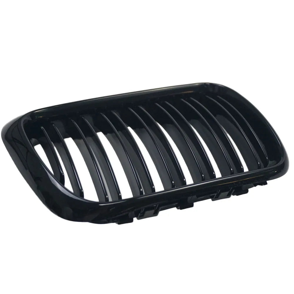 "Gloss black kidney grille for BMW E36 (1997-1999), replacing the front grille."