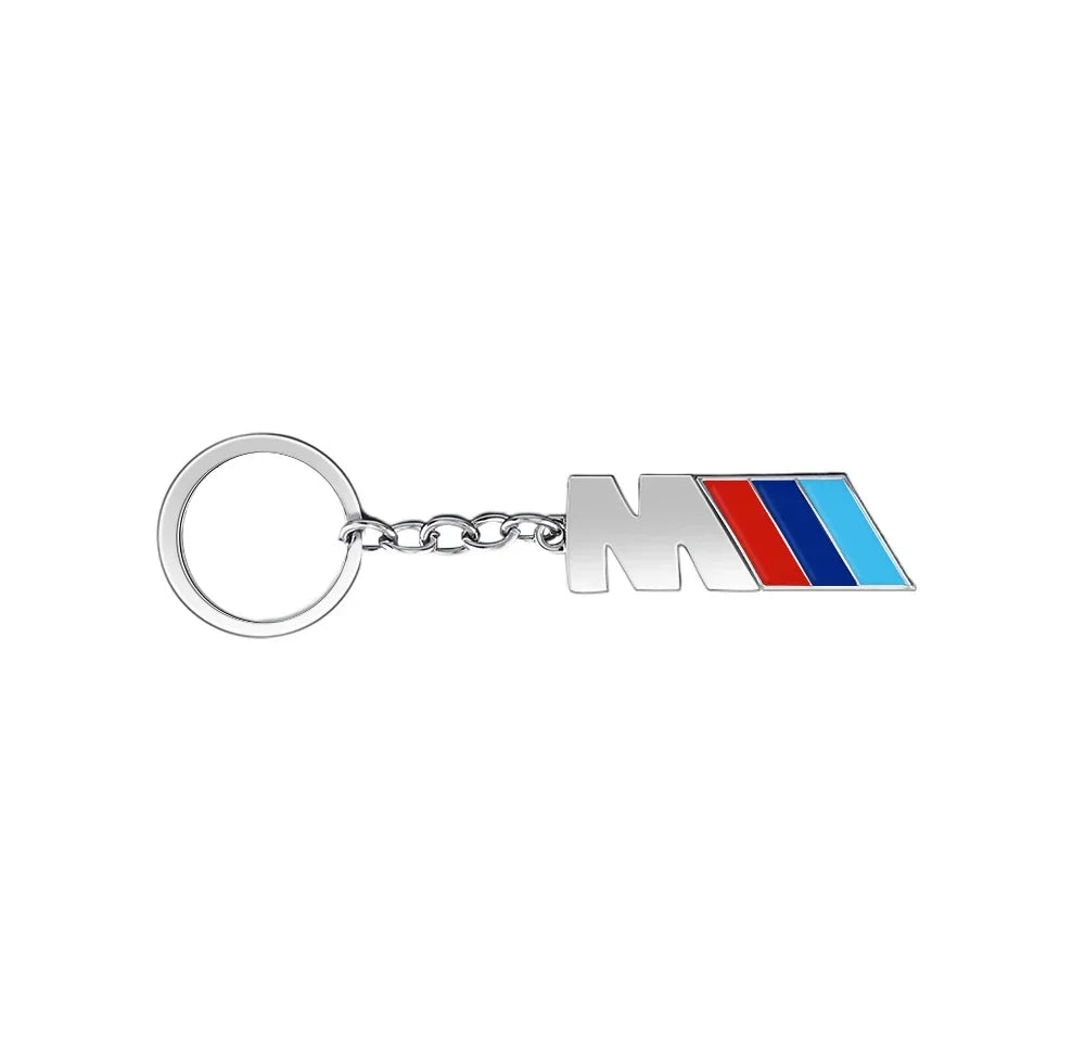 "BMW M Logo metal keychain for BMW E36, E39, and E46 models. Authentic M emblem accessory for car keys."