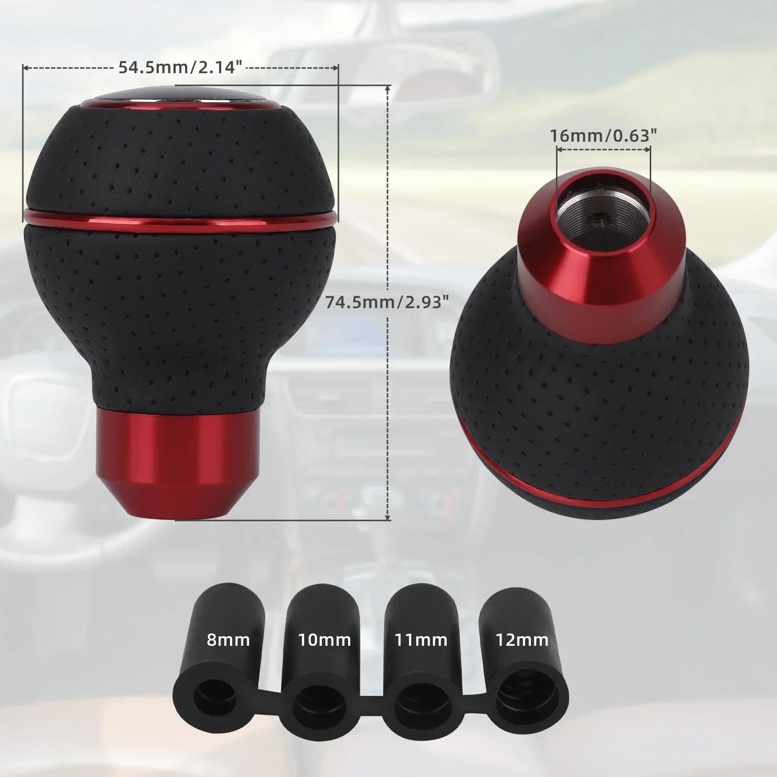 Aluminum gear knob in M8-M12 sizes for various cars. Premium fitment upgrade.