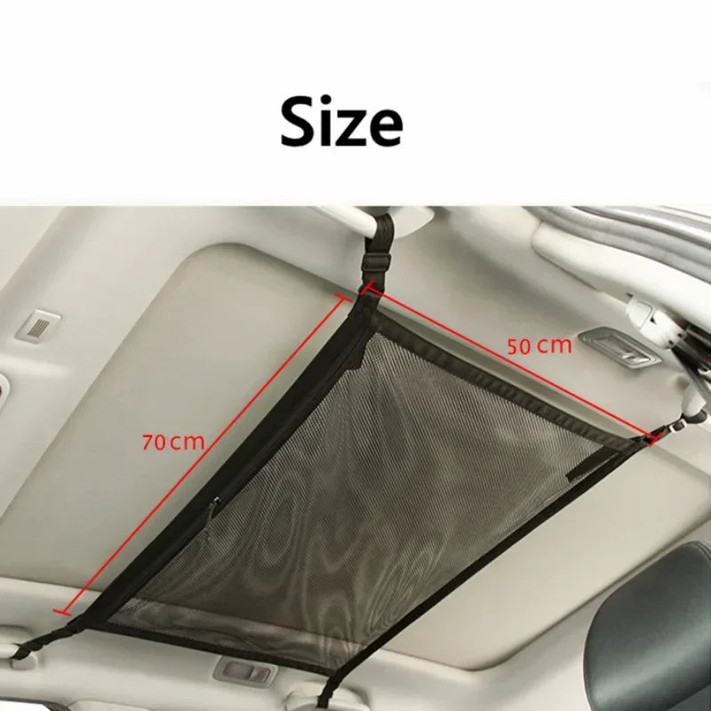 'SUV roof net for cargo organization. Mesh pocket fits accessories, keeps space tidy.'