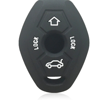 Alt text: Black silicone BMW key cover. Protect your BMW key with this sleek, black silicone cover to prevent wear and damage.