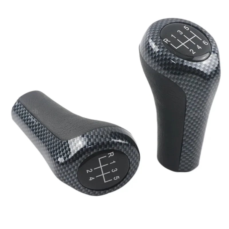 "BMW 5/6-speed carbon fiber shift knob. Compatible with E30, E36, E46, E90, E60, X5, Z4 models."