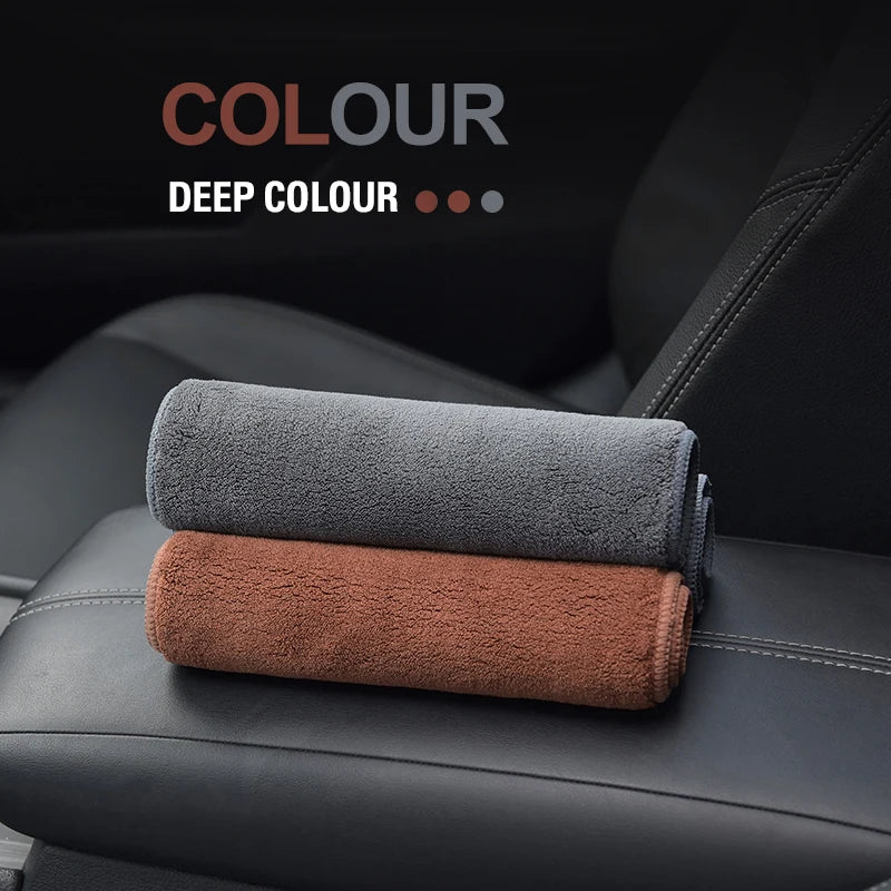 "Universal microfiber towel in rich brown hue for cleaning BMW cars."