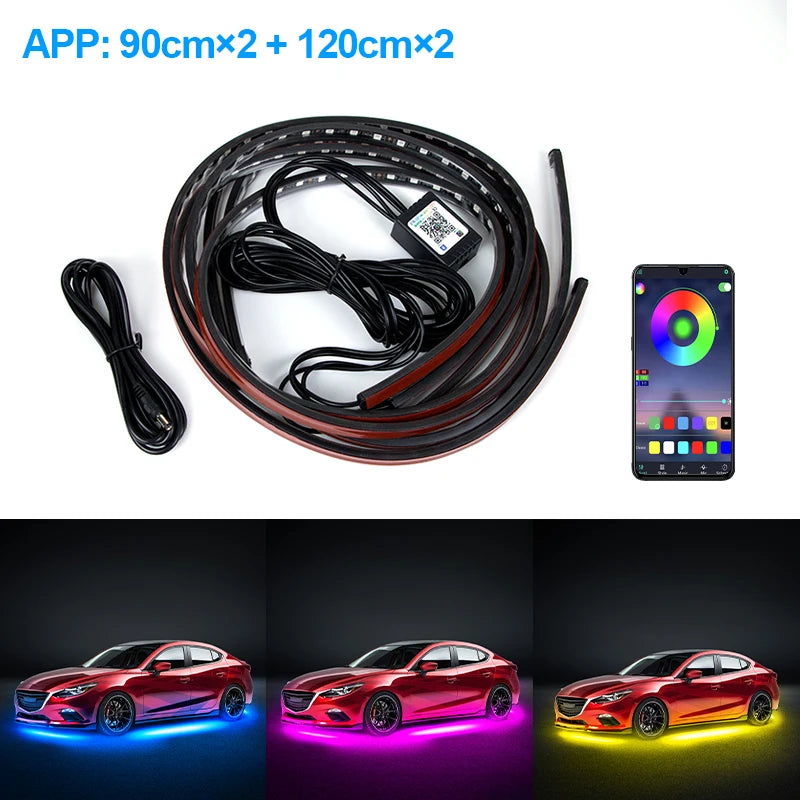 SEAMETAL 4Pcs Car Underglow Neon Accent Strip - JustUsRacers