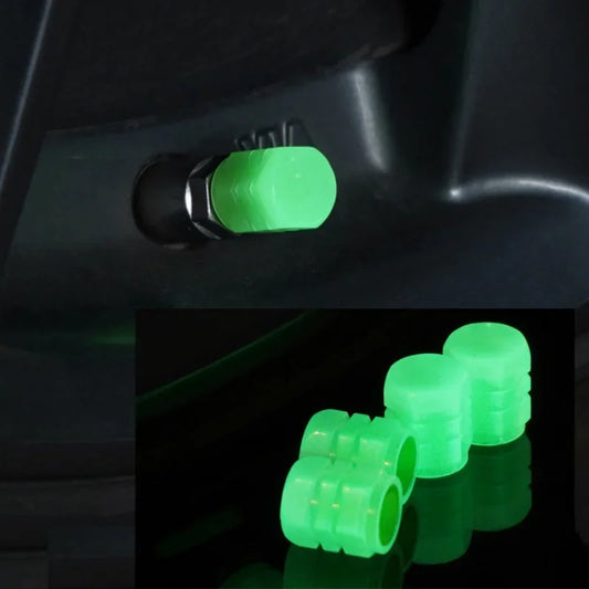 Glowing LED valve caps with dustproof seal. Fit for car and bike tires, adding luminous detail to rims. Green glow matches da
