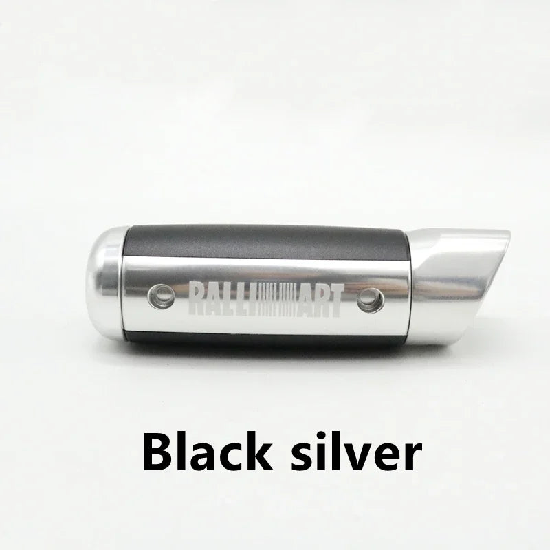 Black-and-silver aluminum handbrake cover for Mitsubishi vehicles: Lancer, ASX, Outlander, Evo.