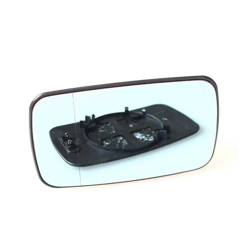 Heated side view mirror for BMW E46 models (98-06): White background. Enhances visibility in harsh weather conditions.