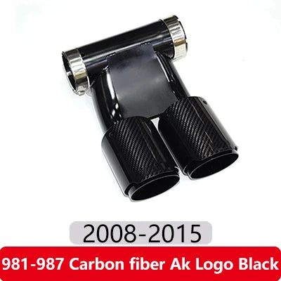 Black carbon fiber Dual Outlet Exhaust Tip for Porsche Cayman and Boxster models (987/981/718) from 2009-2024.