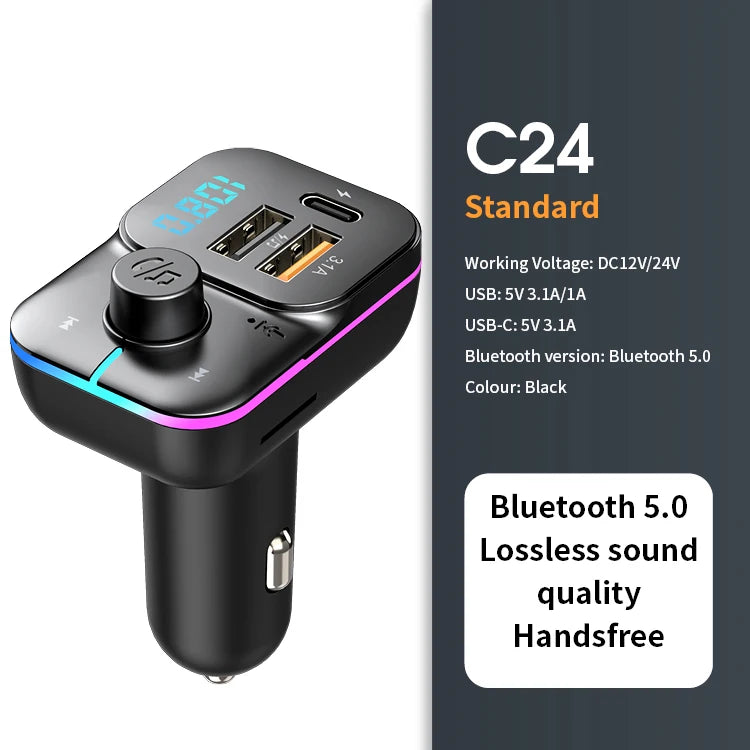 Bluetooth 5.0 FM Transmitter with Handsfree and MP3 Player - JustUsRacers