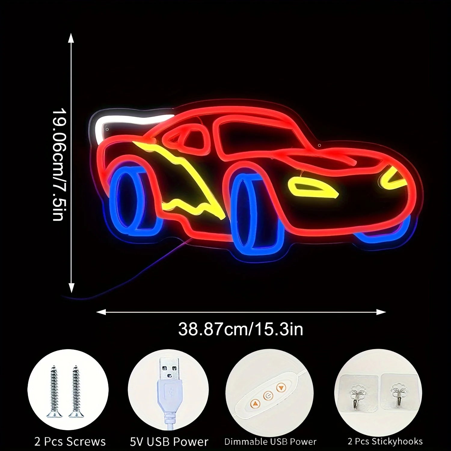 Car Neon LED Racing Sign for Bedroom or Game Room - JustUsRacers