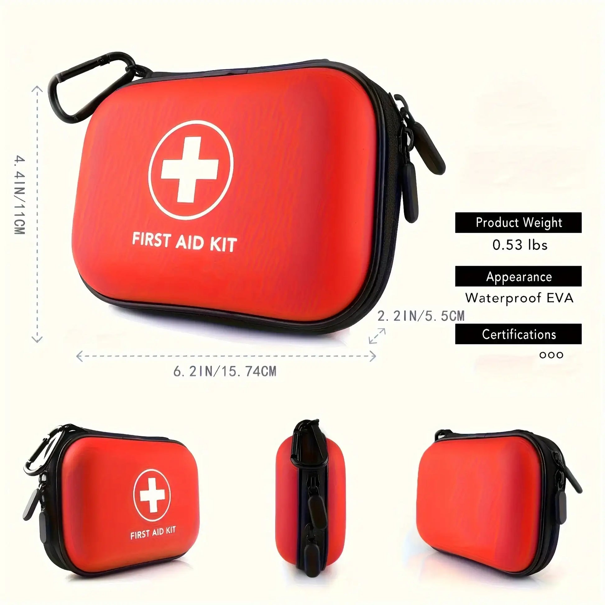 First Aid Kit Complete 104Pcs Water-Resistant Hard Shell - JustUsRacers