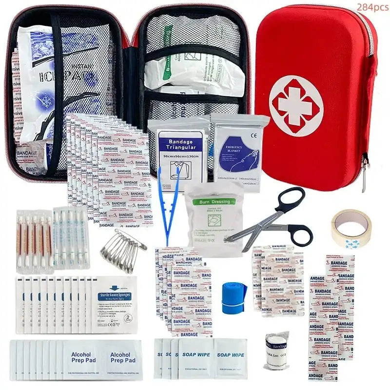First Aid Kit Complete 104Pcs Water-Resistant Hard Shell - JustUsRacers