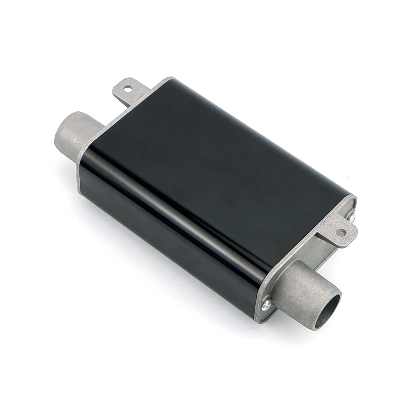 "24mm S-Curved Exhaust Silencer in black and silver for diesel heaters in cars, trucks, and campers."