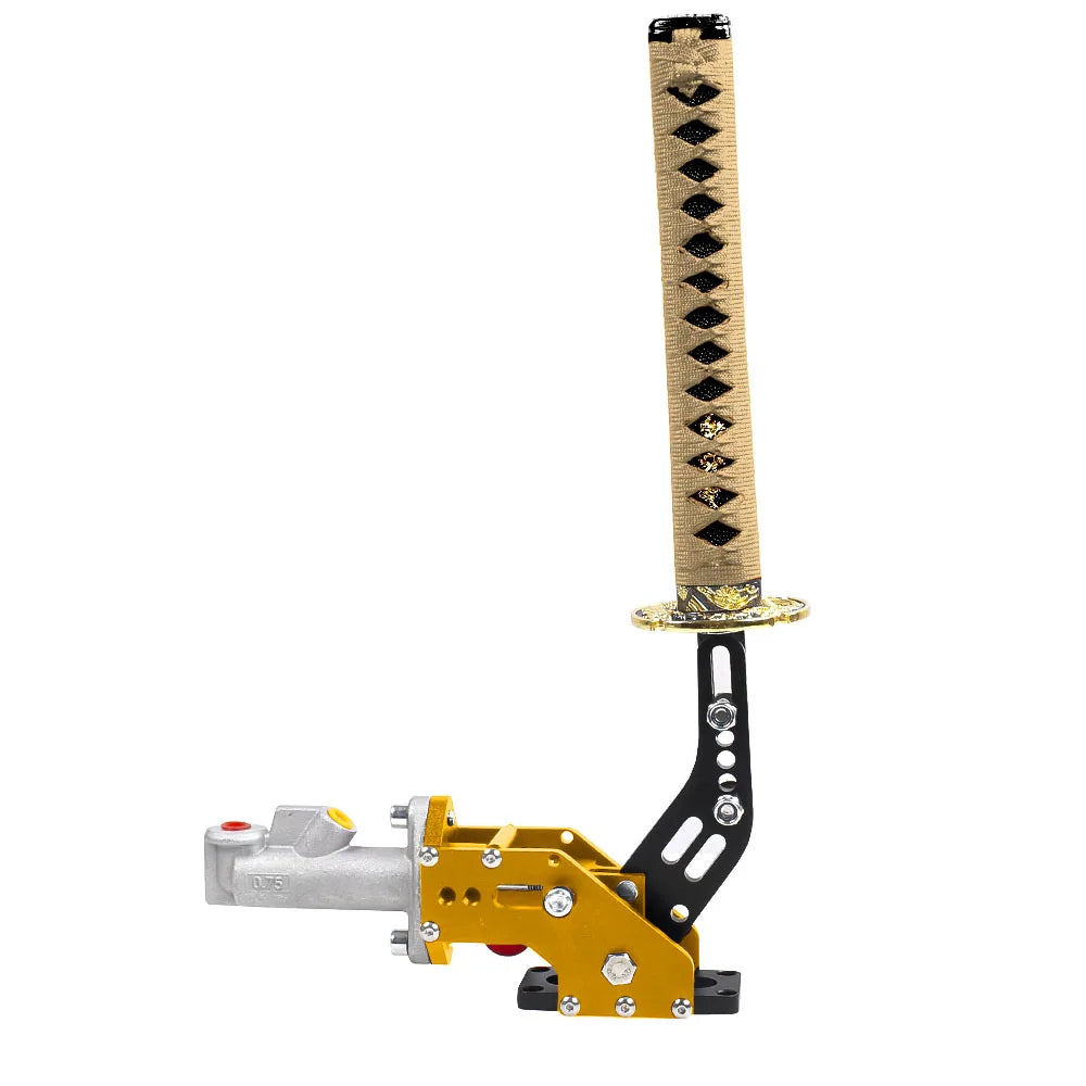 Measuring tool: Yellow-black tape on white background. (No relation to Samurai Sword handbrake.)