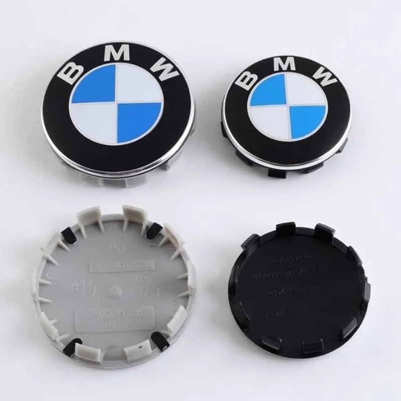 Set of 4 BMW wheel center caps with authentic emblems (56mm and 68mm options).