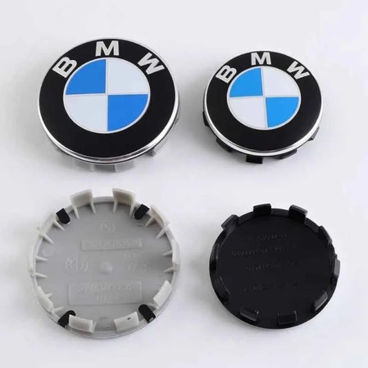 Set of 4 BMW wheel center caps with authentic emblems (56mm and 68mm options).