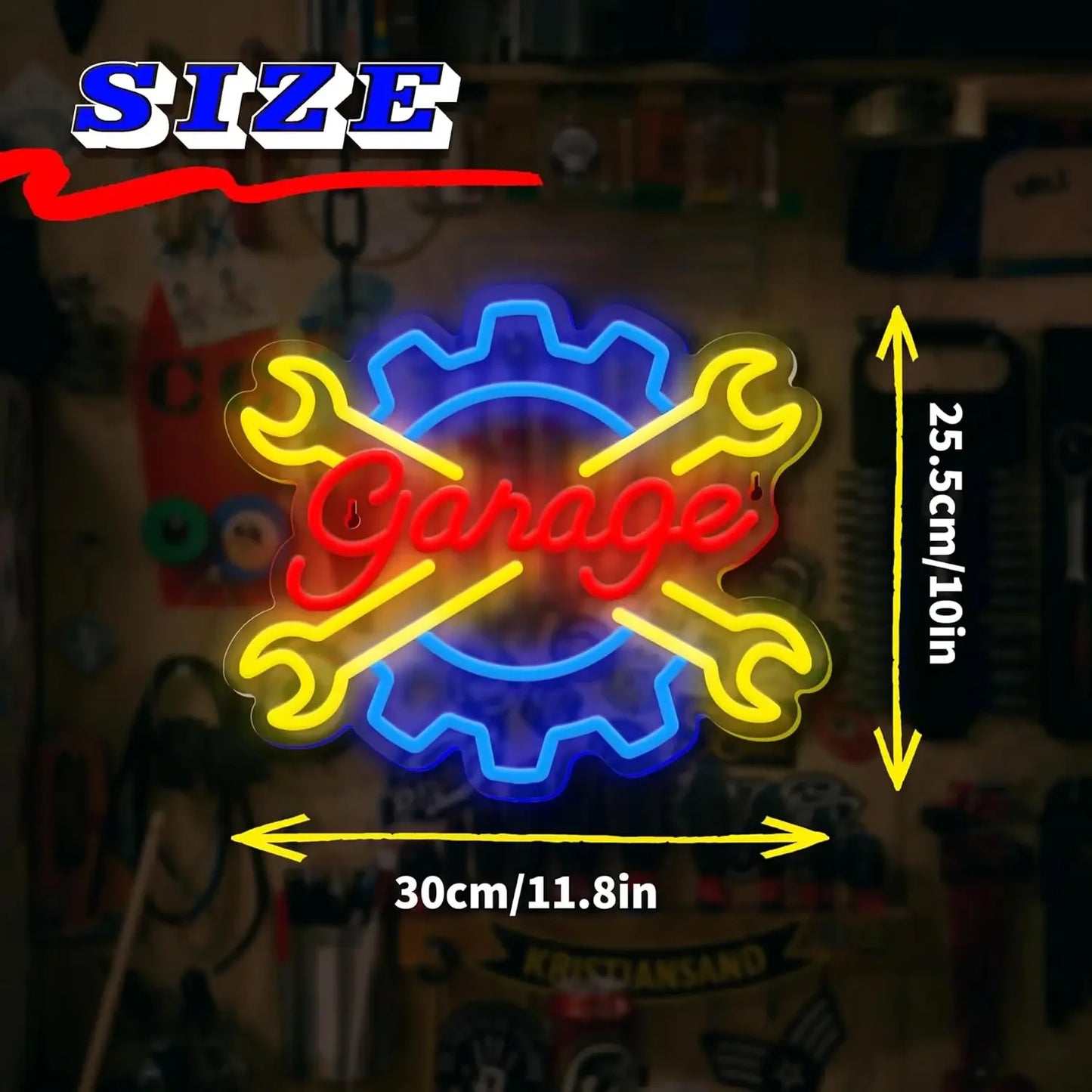 Garage Neon Sign Wrench Shaped LED Light - JustUsRacers
