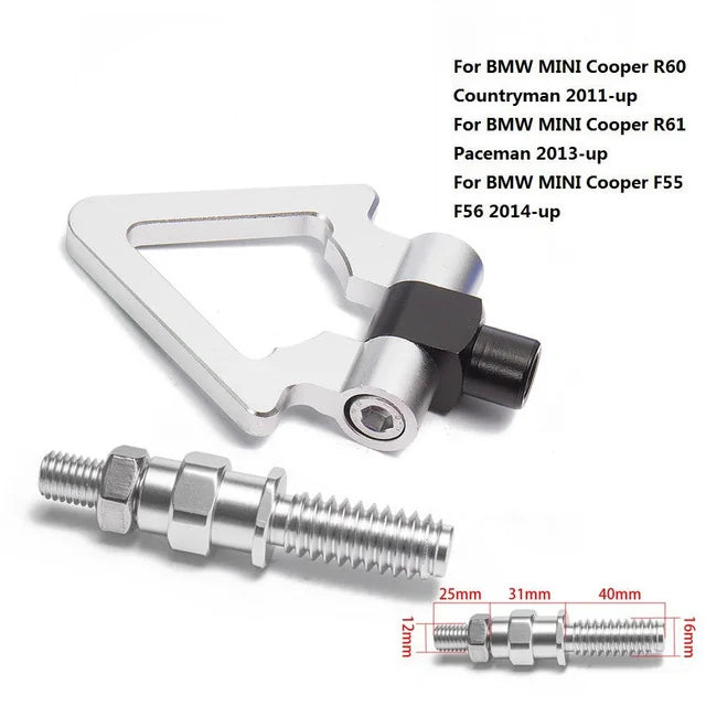 Universal aluminum towbar for BMW E46, E36, E30, and E90 models. Lightweight and durable JDM rear tow hook.